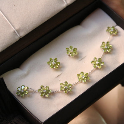 Bloom 925 Sterling Silver Peridot Bracelet Set
