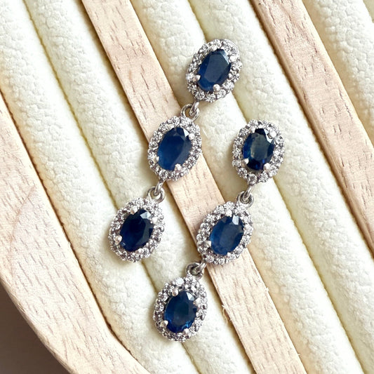 Trinity Glow Natural Sapphire Earrings