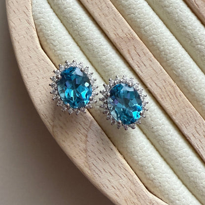 Sunlight Swiss Blue Topaz Solos Studs
