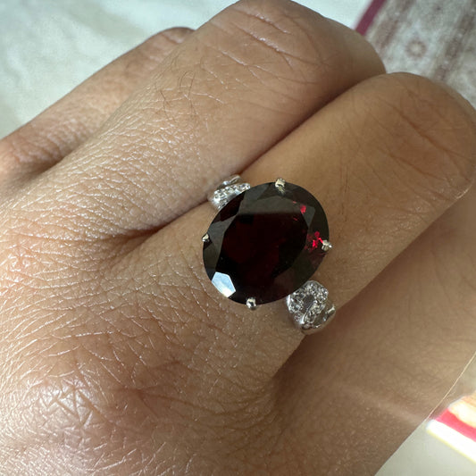 Ember Rose Natural Garnet Silver Ring
