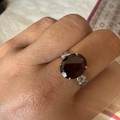 Ember Rose Natural Garnet Silver Ring