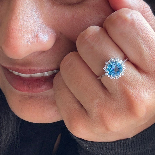 Snowa Swiss Blue Topaz Silver Ring