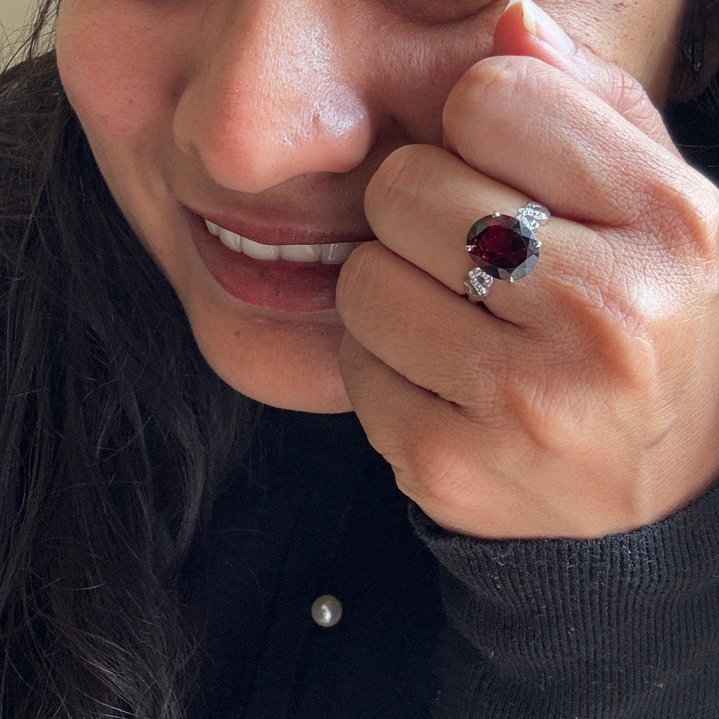 Ember Rose Natural Garnet Silver Ring
