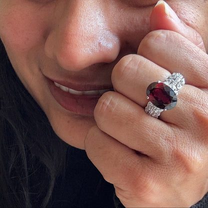 Crimson 7 carats Natural Garnet Ring