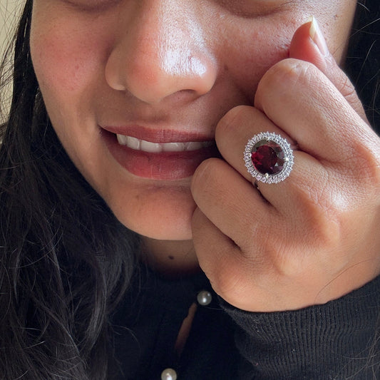 Oval statement Natural Garnet Ring