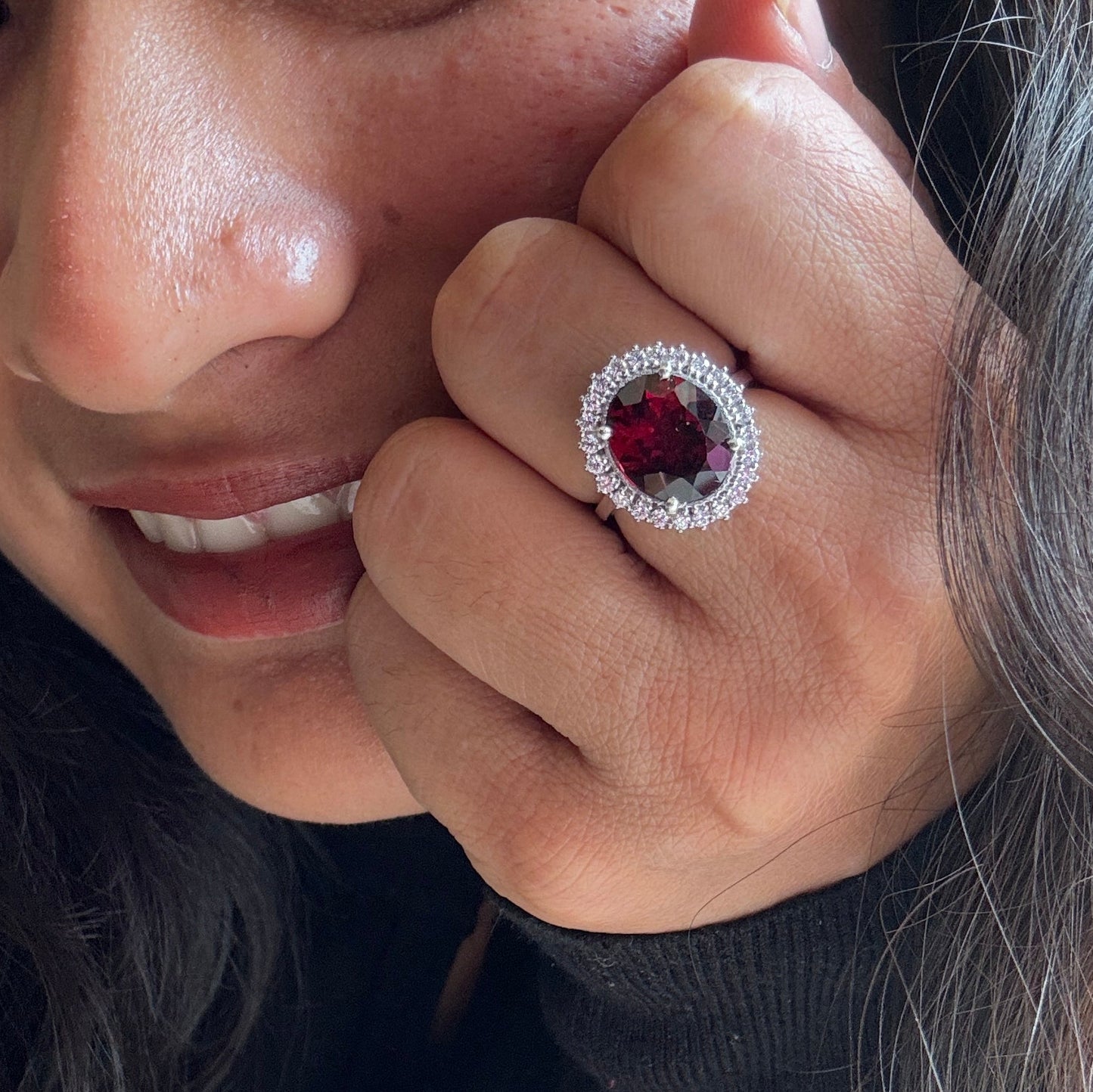 Oval statement Natural Garnet Ring