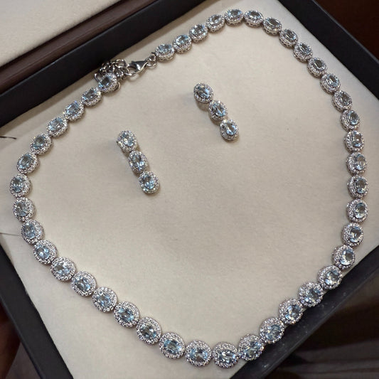 Gemlet Blue Topaz Necklace With Earrings