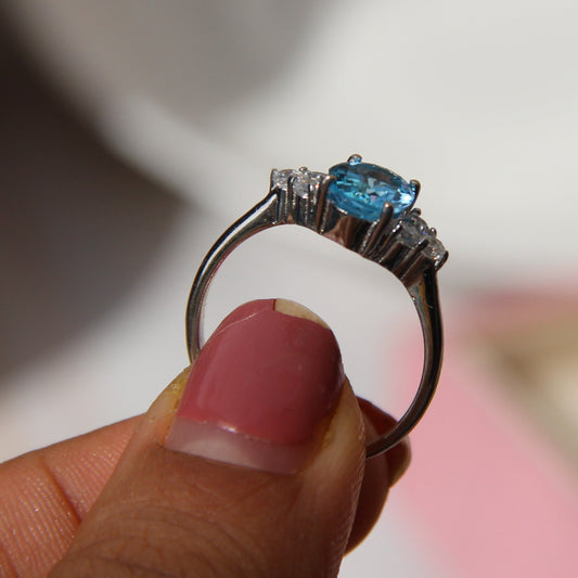 Dinky Natural Swiss Blue Topaz Gemstone Ring