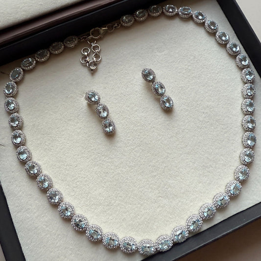 Gemlet Blue Topaz Necklace With Earrings