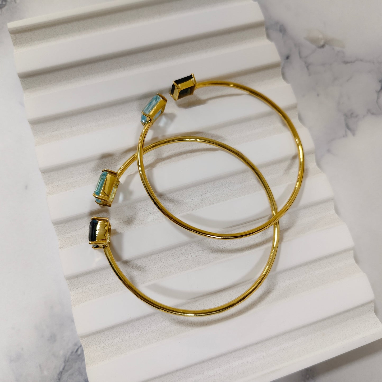 Sky Blue Topaz and London Blue Topaz Bracelet Cuff