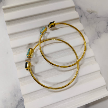 Sky Blue Topaz and London Blue Topaz Bracelet Cuff