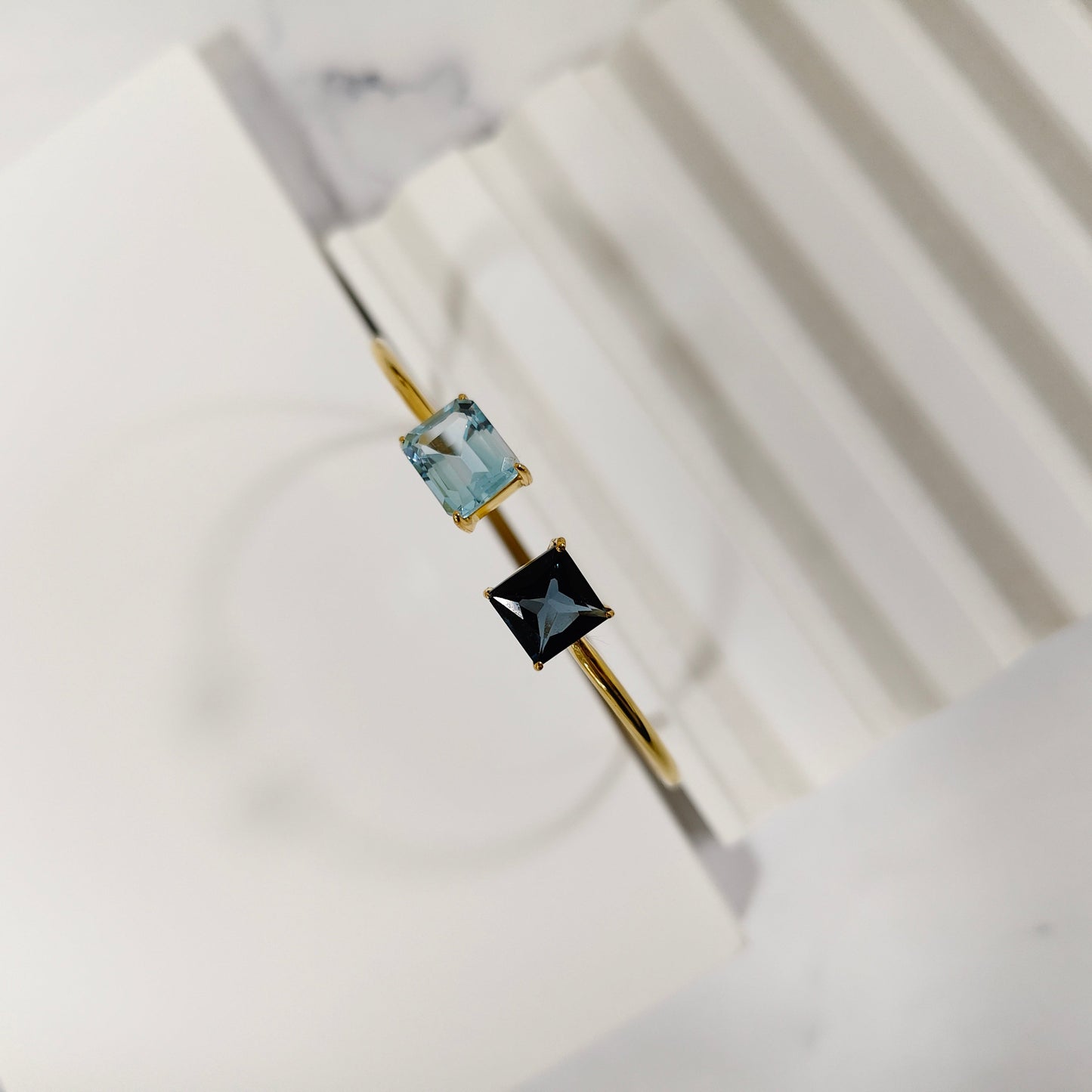 Sky Blue Topaz and London Blue Topaz Bracelet Cuff