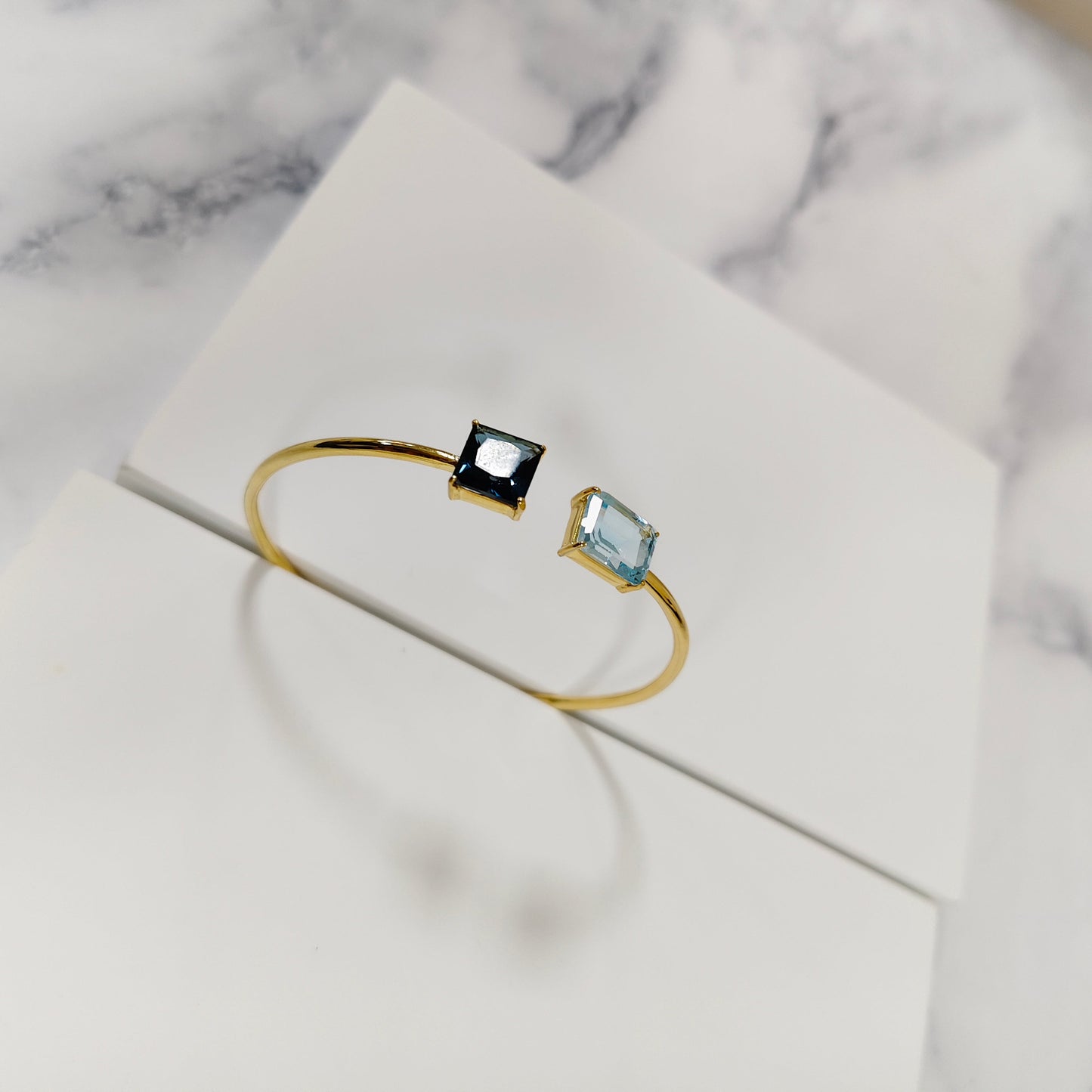 Sky Blue Topaz and London Blue Topaz Bracelet Cuff