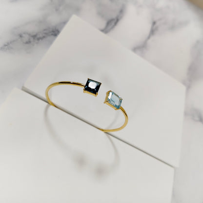Sky Blue Topaz and London Blue Topaz Bracelet Cuff