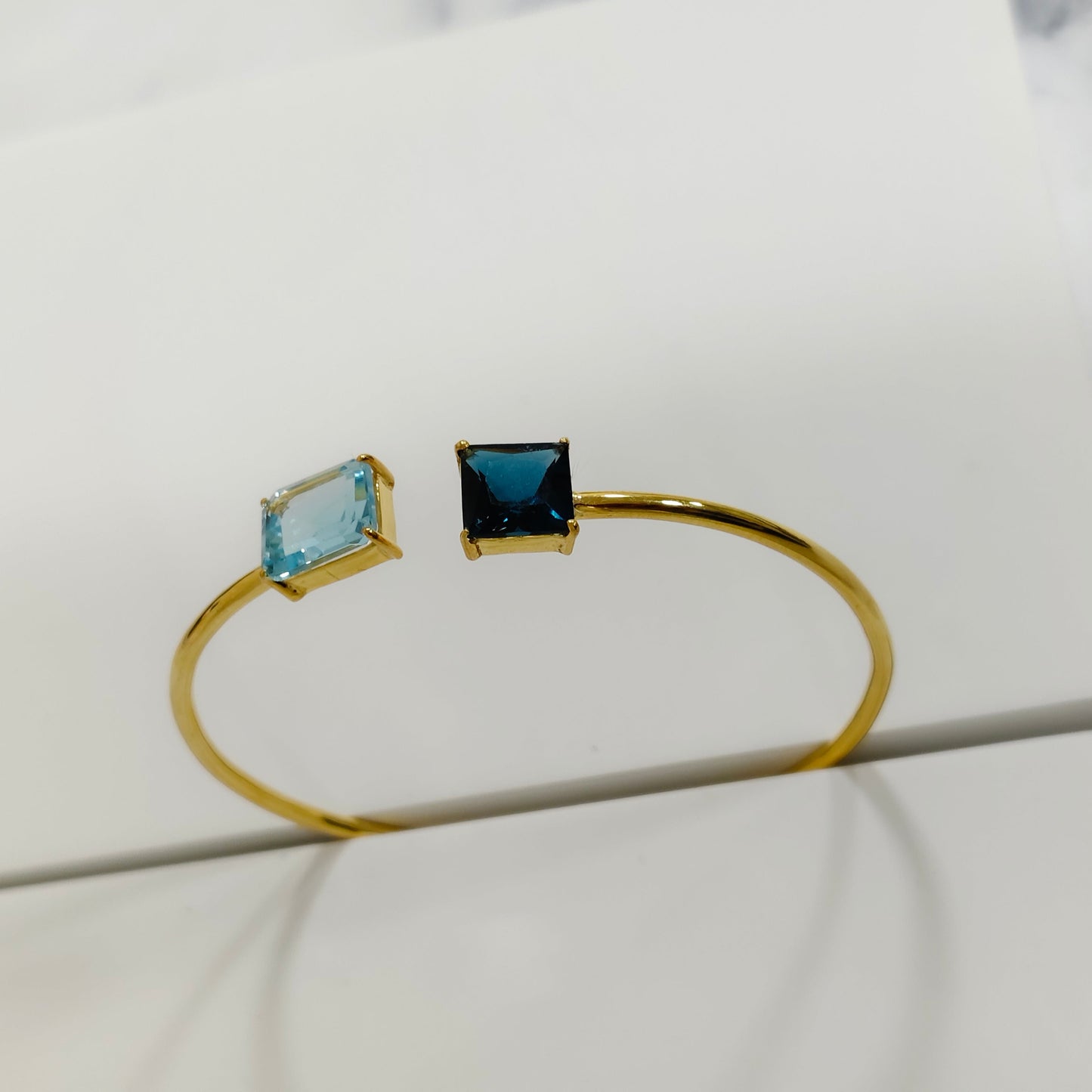 Sky Blue Topaz and London Blue Topaz Bracelet Cuff