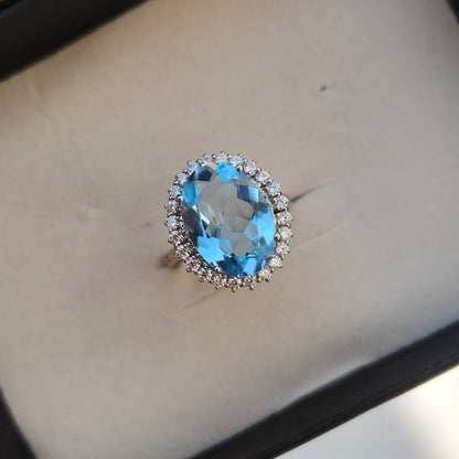 Oval Sky Blue Topaz Statement Ring