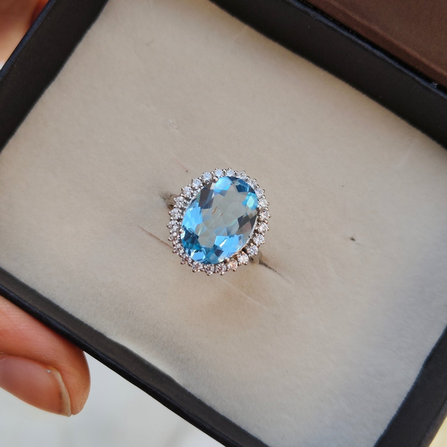 Oval Sky Blue Topaz Statement Ring