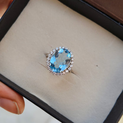 Oval Sky Blue Topaz Statement Ring