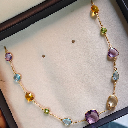 GemMedley Natural Gemstones Chain with Gold Vermeil