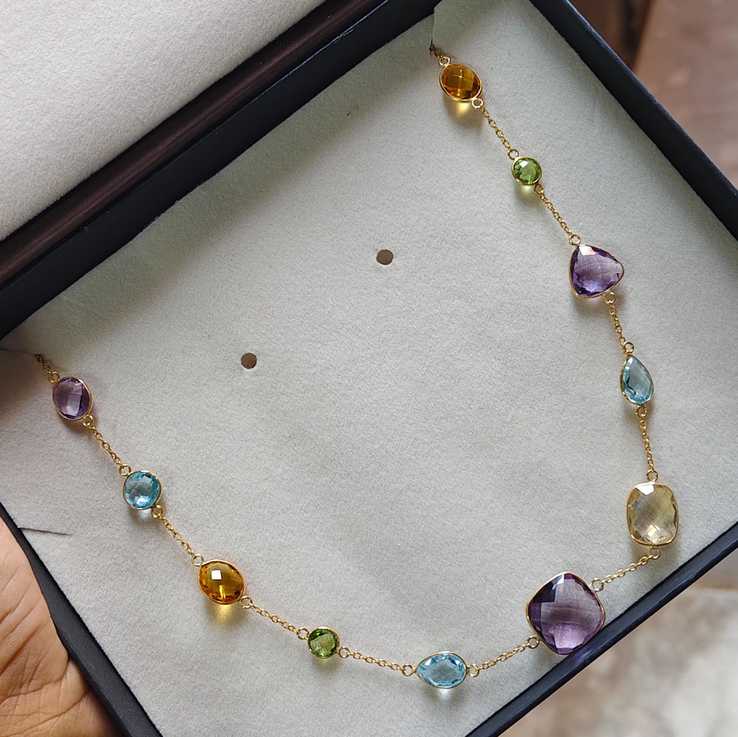 GemMedley Natural Gemstones Chain with Gold Vermeil