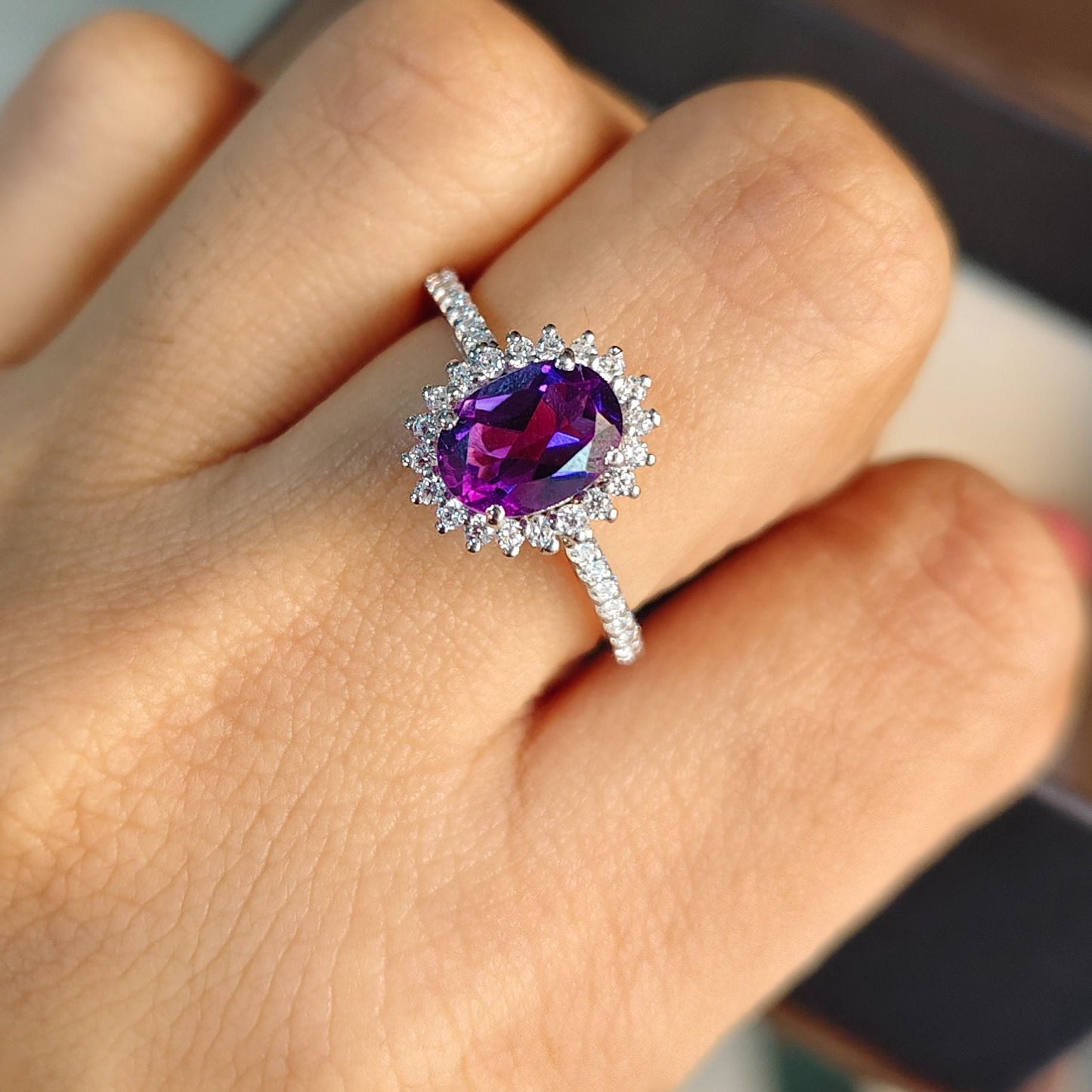 Petite Bloom Natural Amethyst Ring