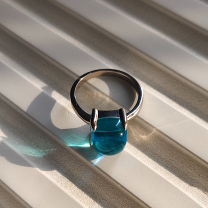 Sugarloaf Swiss Blue Topaz Gemstone Ring