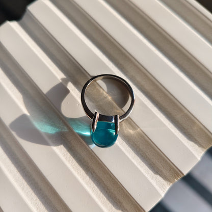 Sugarloaf Swiss Blue Topaz Gemstone Ring