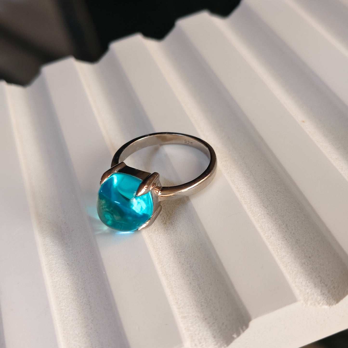 Sugarloaf Swiss Blue Topaz Gemstone Ring