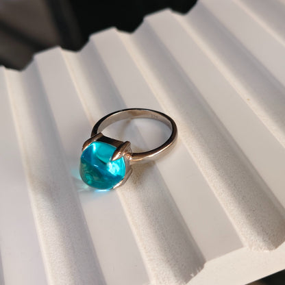 Sugarloaf Swiss Blue Topaz Gemstone Ring