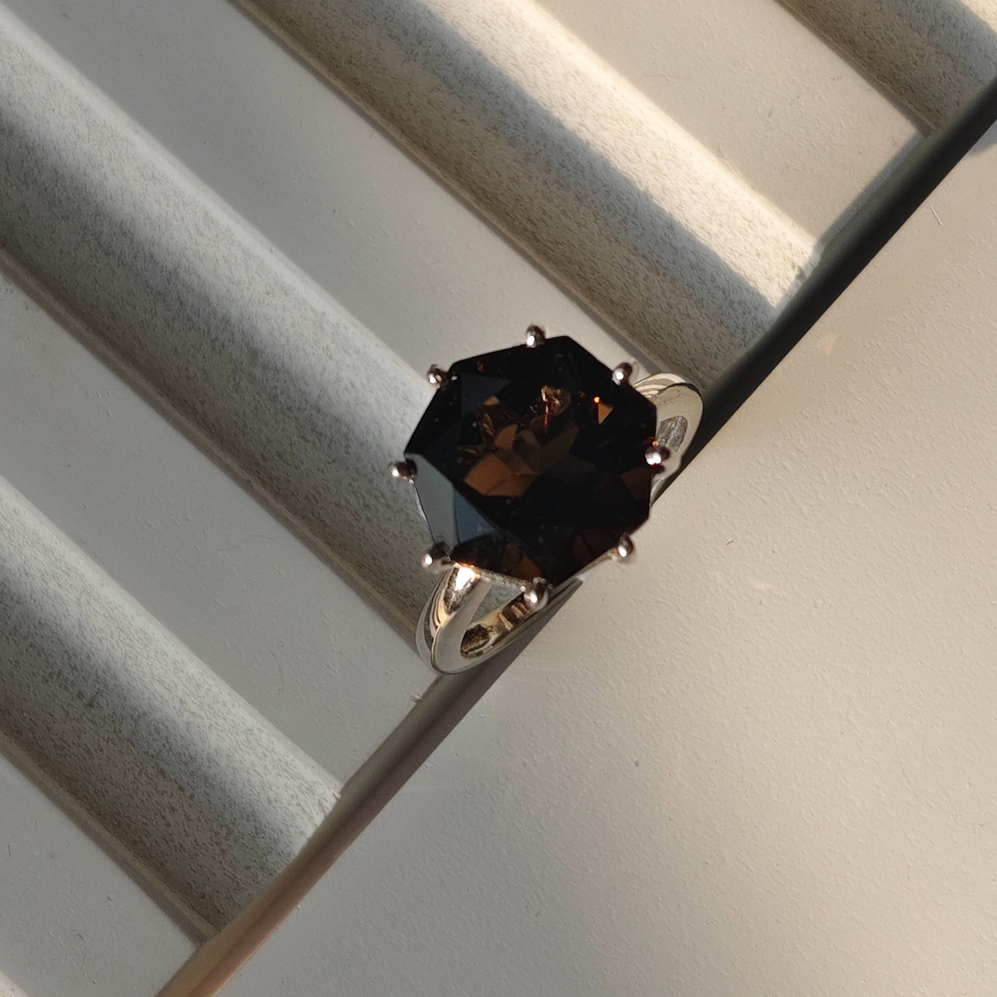 Frozen Flame Smoky Quartz Ring