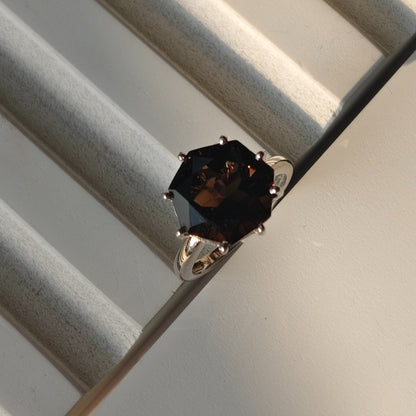 Frozen Flame Smoky Quartz Ring