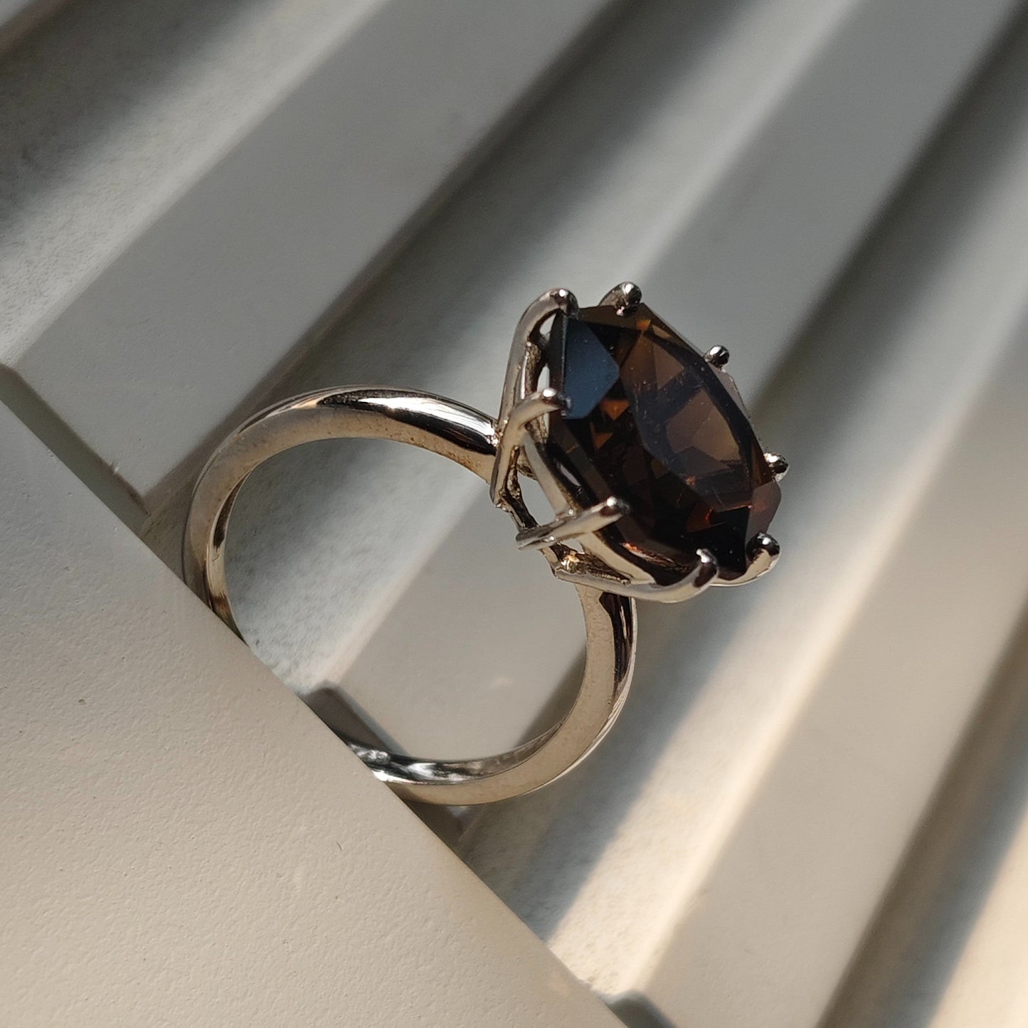 Frozen Flame Smoky Quartz Ring