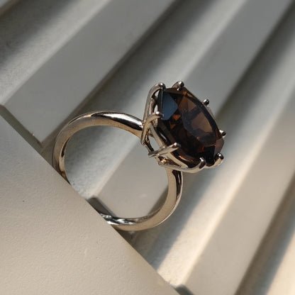 Frozen Flame Smoky Quartz Ring