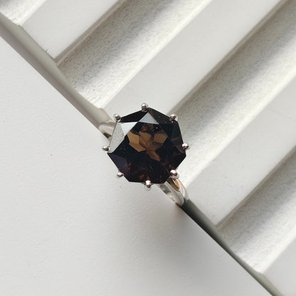 Frozen Flame Smoky Quartz Ring