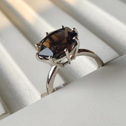 Frozen Flame Smoky Quartz Ring