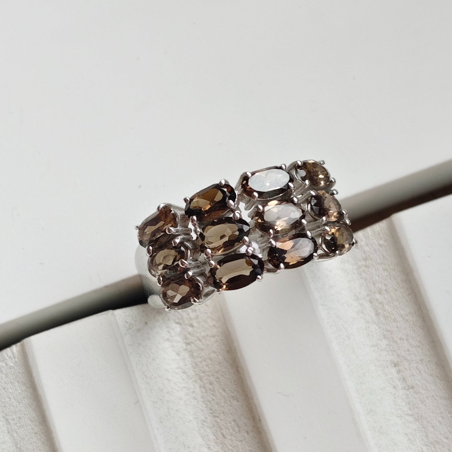 Clustered Smoky Quartz Nest Ring