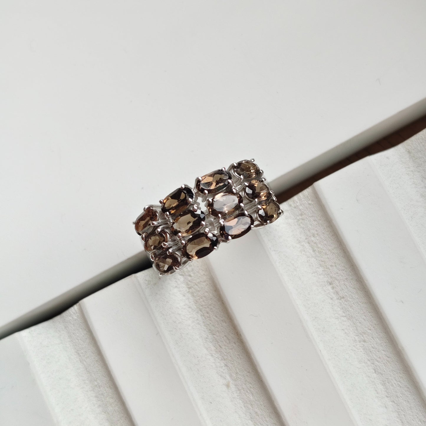 Clustered Smoky Quartz Nest Ring