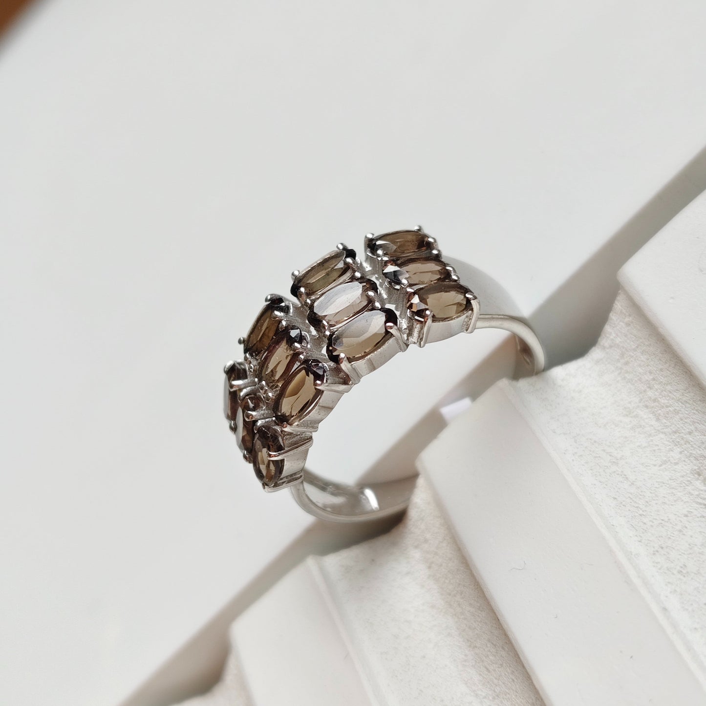 Clustered Smoky Quartz Nest Ring