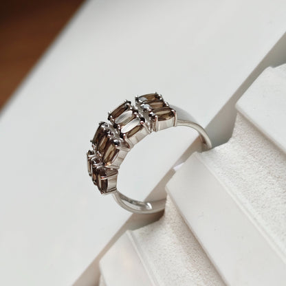 Clustered Smoky Quartz Nest Ring