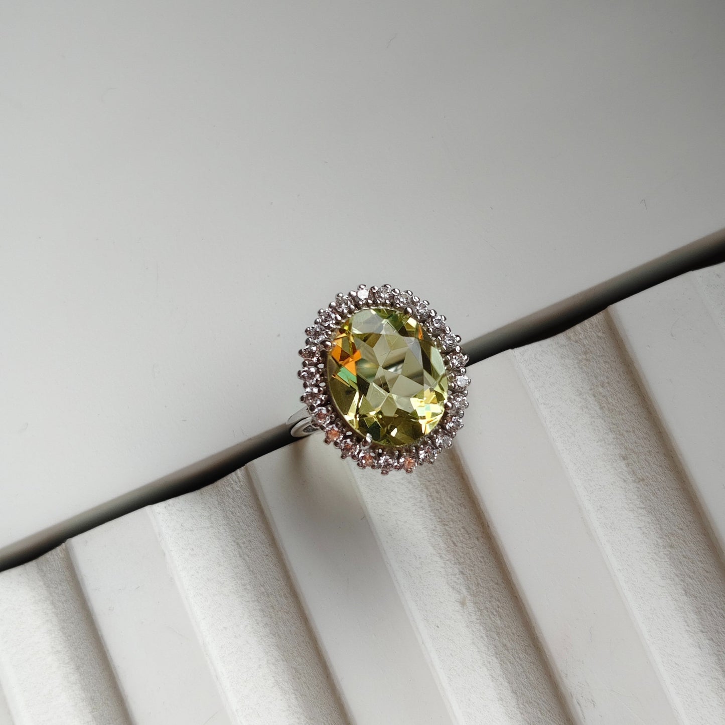 Oval Lemon Quartz Statement Ring