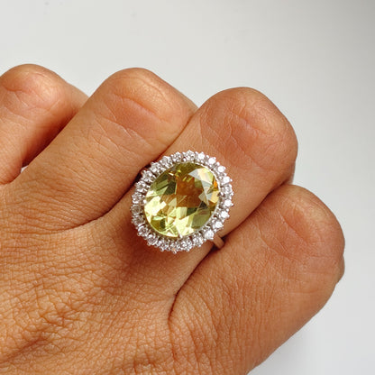 Oval Lemon Quartz Statement Ring