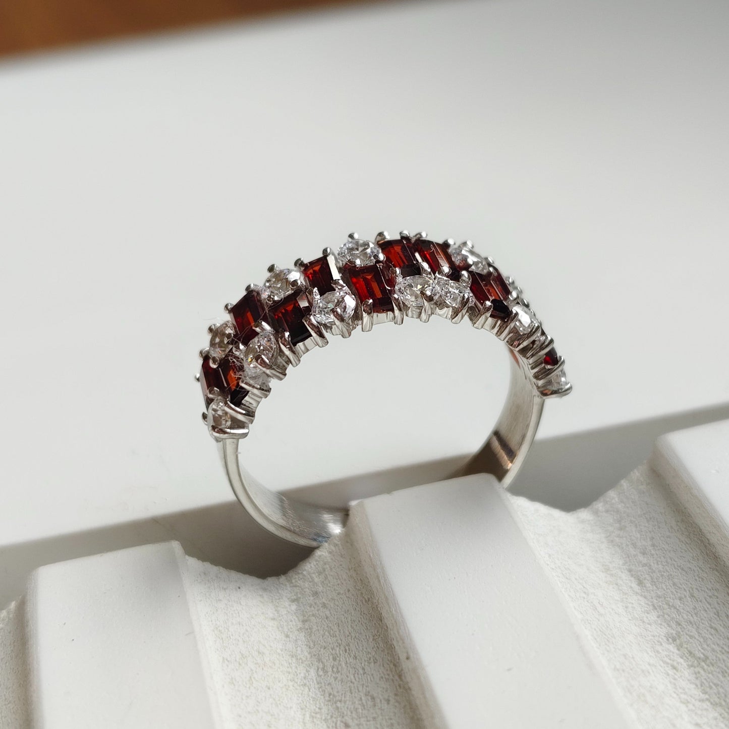 Gem Grid Garnet Band Ring
