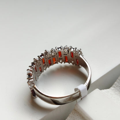 Gem Grid Garnet Band Ring