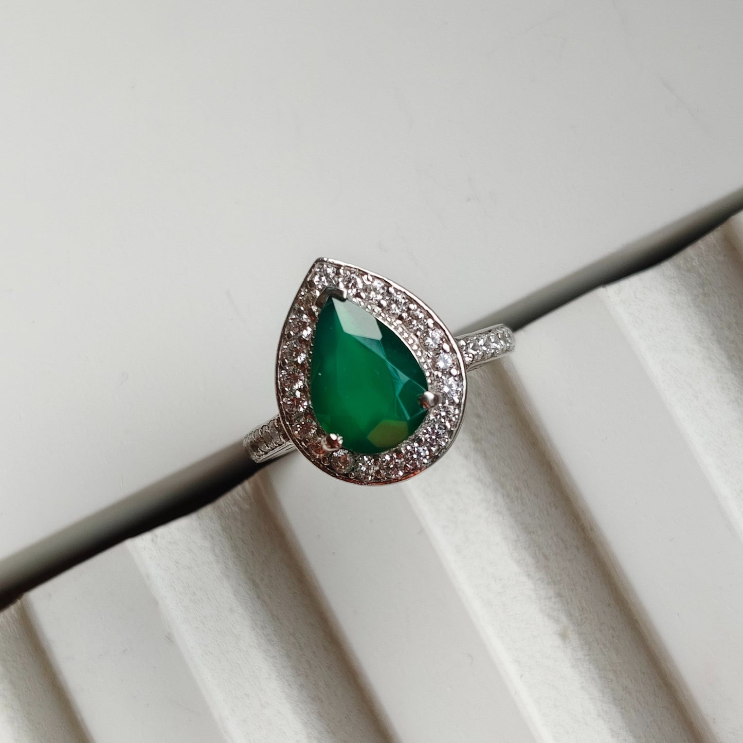 Pear of Joy Green Onyx Ring