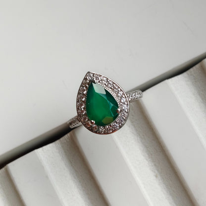 Pear of Joy Green Onyx Ring