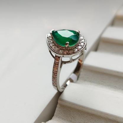 Pear of Joy Green Onyx Ring