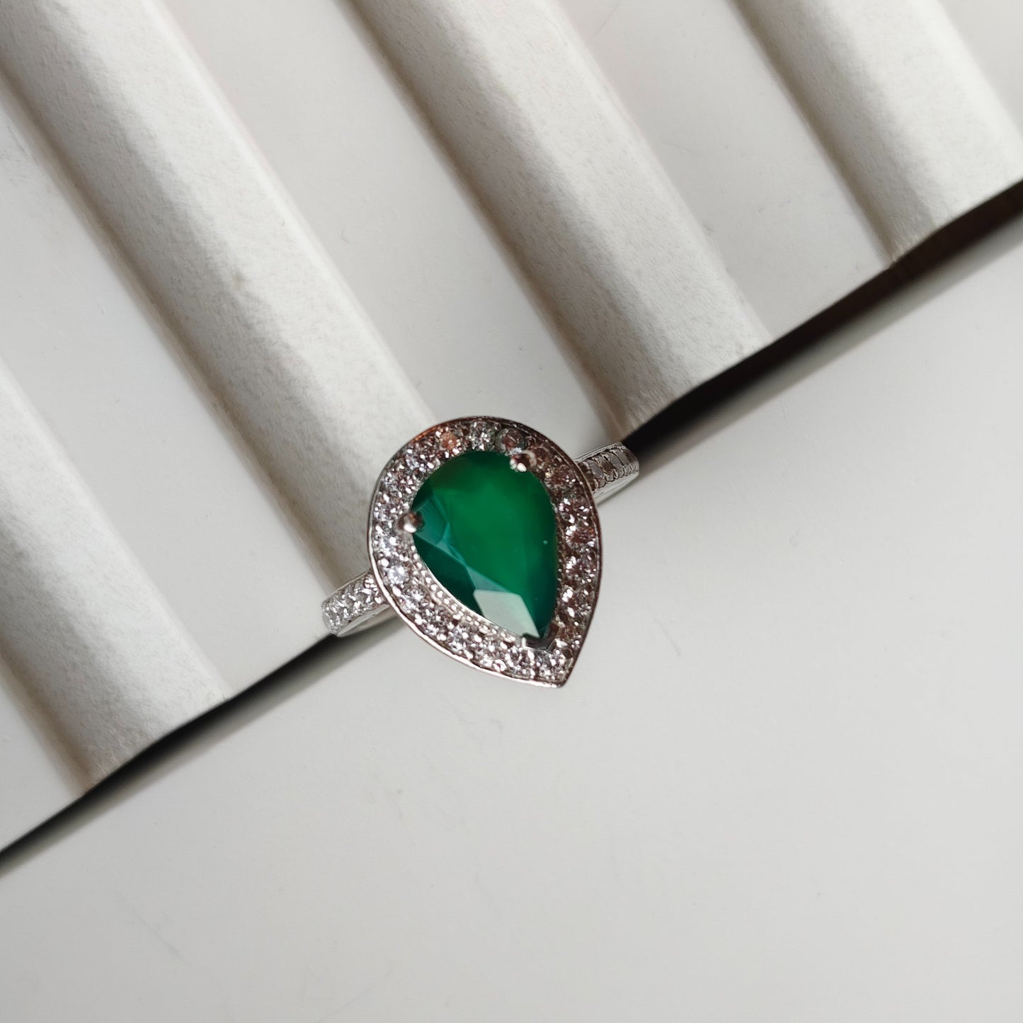 Pear of Joy Green Onyx Ring
