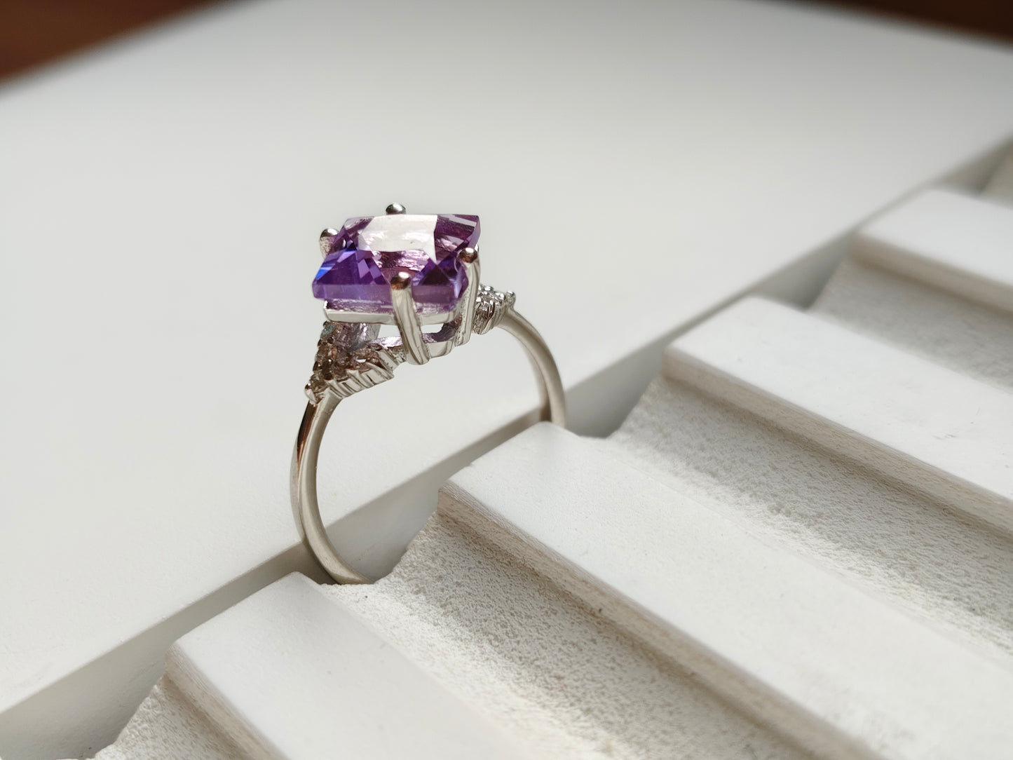 Purplette Square Amethyst Silver Ring