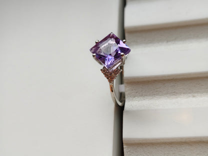 Purplette Square Amethyst Silver Ring