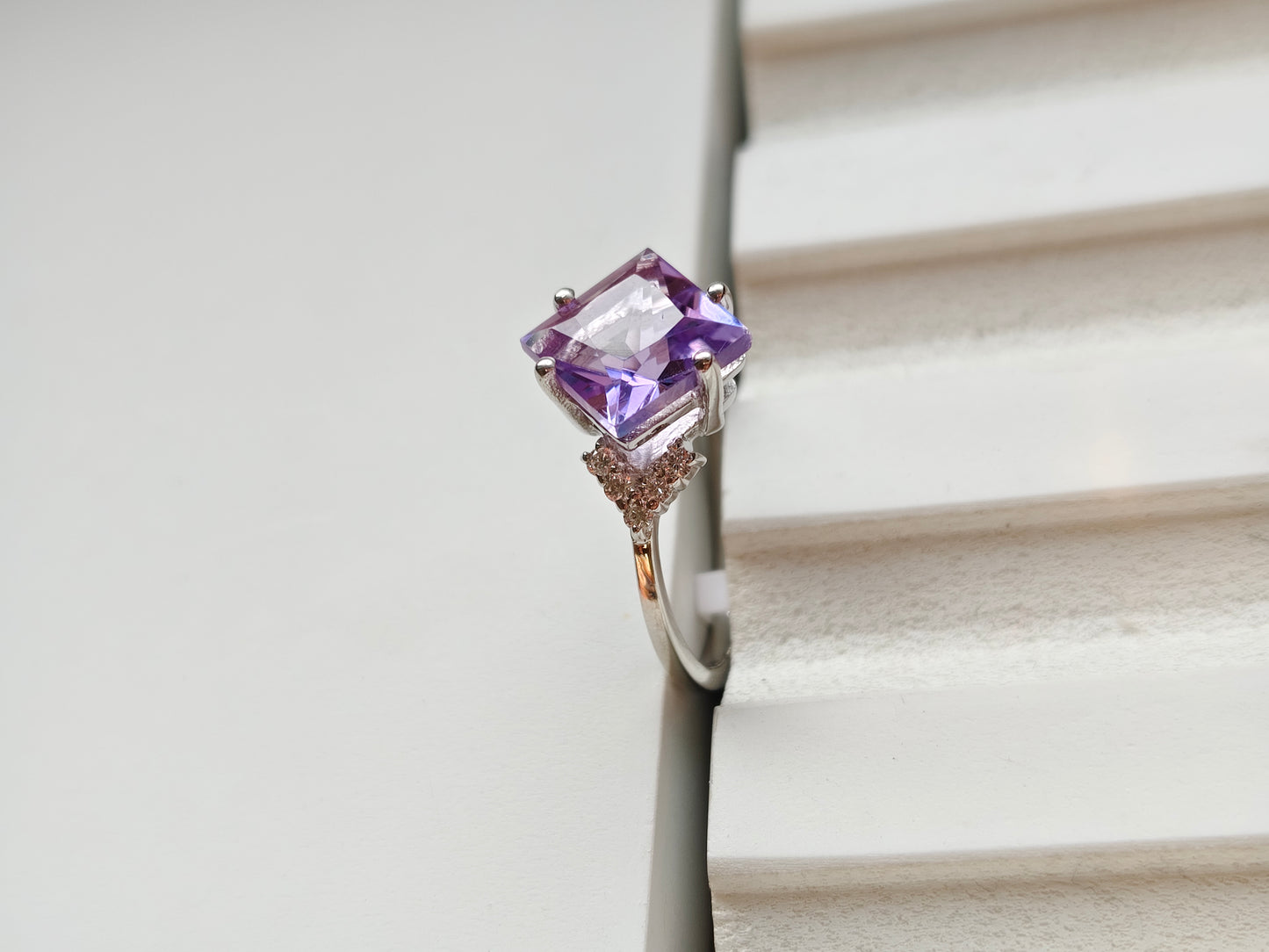 Purplette Square Amethyst Silver Ring